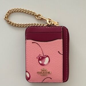 Coach Cherry Print Zip Card Case
